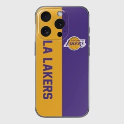 Чехол для iPhone 15 Pro Max силиконовый с защитой камеры LA Lakers