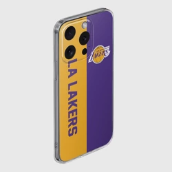 Чехол для iPhone 15 Pro Max силиконовый с защитой камеры LA Lakers - фото 2