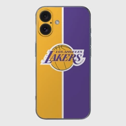 Чехол для iPhone 16 силиконовый с защитой камеры LA Lakers