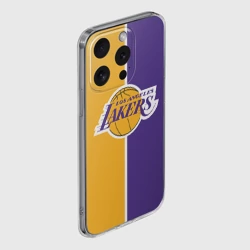 Чехол для iPhone 15 Pro Max силиконовый с защитой камеры LA Lakers - фото 2
