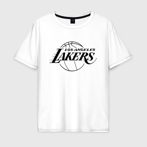 Мужская футболка хлопок Oversize LA Lakers black logo, цвет белый
