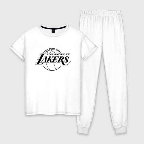 Женская пижама хлопок LA Lakers black logo, цвет белый