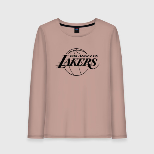 Женский лонгслив хлопок LA Lakers black logo, цвет пыльно-розовый