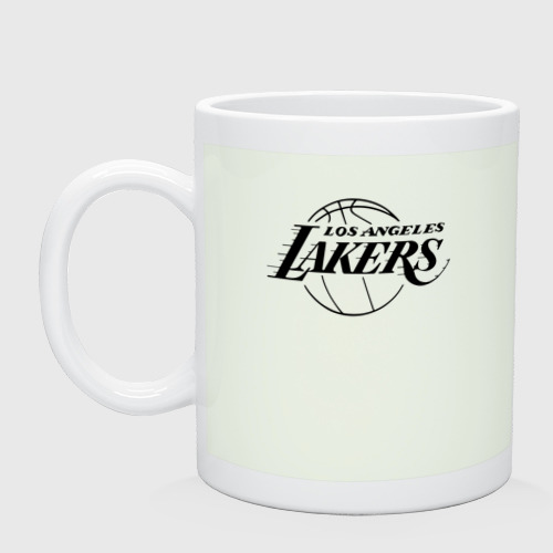 Кружка керамическая с принтом LA Lakers black logo, вид спереди #2