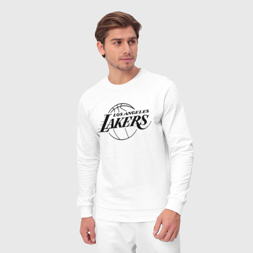 Мужской костюм хлопок LA Lakers black logo, цвет белый - фото 5