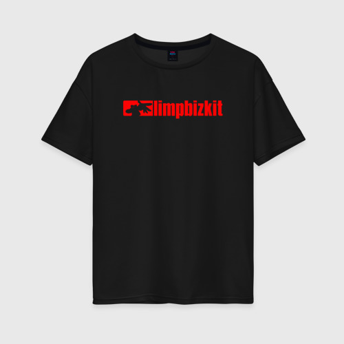 Женская футболка хлопок Oversize Limp Bizkit logo emblem, цвет черный