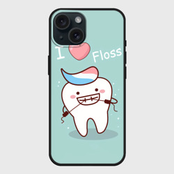 Чехол силиконовый для Apple iPhone 15 матовый Tooth