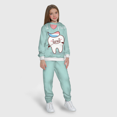Детский костюм с толстовкой 3D Tooth, цвет белый - фото 5