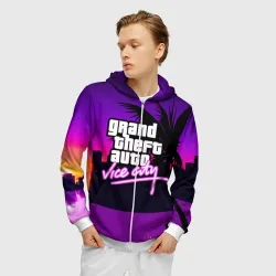 Мужская толстовка 3D на молнии GTA:Vice city - фото 2