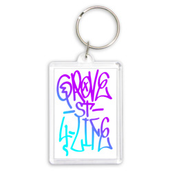 Брелок прямоугольный 35*50 Grove street 4 life neon graffiti