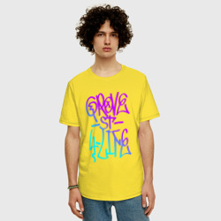 Мужская футболка хлопок Oversize Grove street 4 life neon graffiti - фото 2