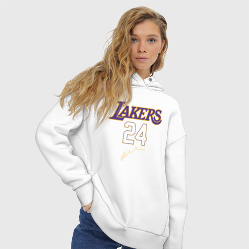Женское худи Oversize хлопок с принтом LA Lakers, вид сбоку #3