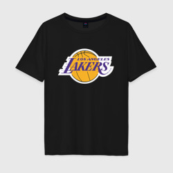 Мужская футболка хлопок Oversize LA Lakers +спина Лейкерс