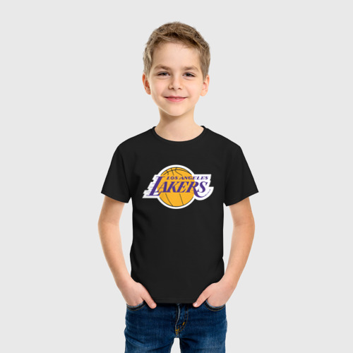 Детская футболка хлопок LA Lakers +спина Лейкерс, цвет черный - фото 3