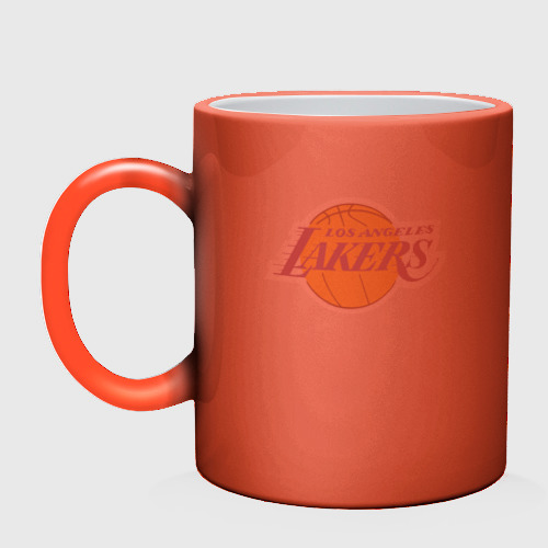 Кружка хамелеон с принтом LA Lakers +спина Лейкерс, фото на моделе #1