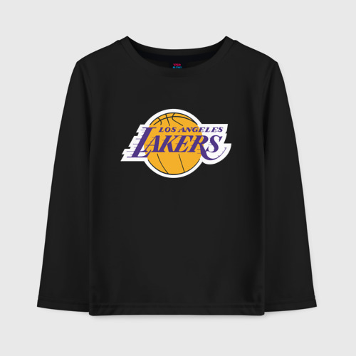 Детский лонгслив хлопок LA Lakers +спина Лейкерс, цвет черный