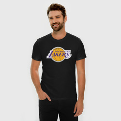 Мужская футболка хлопок Slim LA Lakers +спина Лейкерс - фото 2