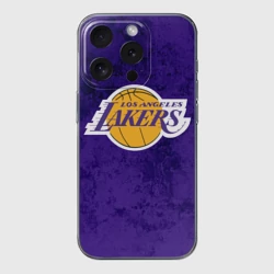 Чехол для iPhone 15 Pro силиконовый с защитой камеры LA Lakers