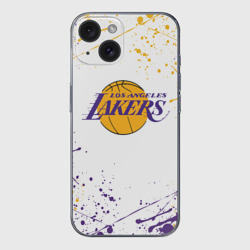 Чехол для iPhone 15 силиконовый с защитой камеры LA Lakers