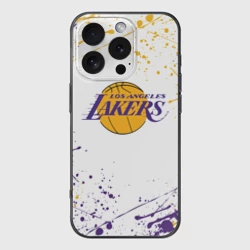 Чехол для iPhone 16 Pro силиконовый с защитой камеры LA Lakers