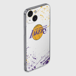 Чехол для iPhone 15 силиконовый с защитой камеры LA Lakers - фото 2
