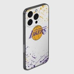Чехол для iPhone 16 Pro силиконовый с защитой камеры LA Lakers - фото 2