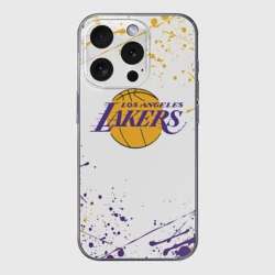 Чехол для iPhone 15 Pro Max силиконовый с защитой камеры LA Lakers