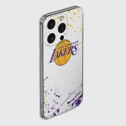 Чехол для iPhone 15 Pro Max силиконовый с защитой камеры LA Lakers - фото 2