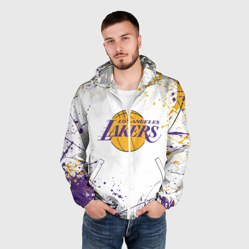 Мужская ветровка 3D LA Lakers, цвет белый - фото 3