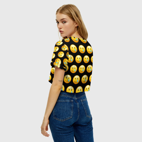 Женская футболка Crop-top 3D New Emoji, цвет 3D печать - фото 5