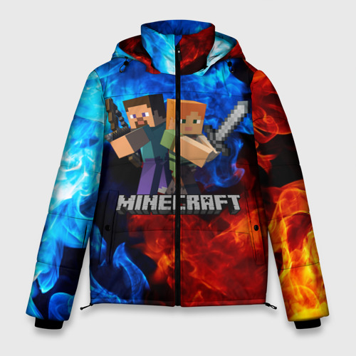 Мужская зимняя куртка 3D с принтом MINECRAFT | МАЙНКРАФТ, вид спереди #2