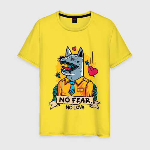 Мужская футболка хлопок Ни страха,ни любви, цвет желтый