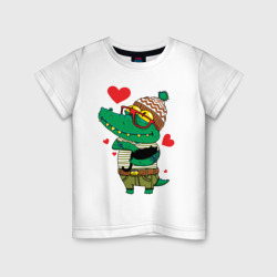 Детская футболка хлопок Модный крокодил