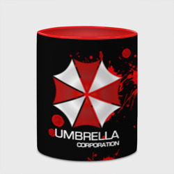 Кружка с принтом Umbrella Corp для любого человека, вид спереди №4. Цвет основы: белый + красный