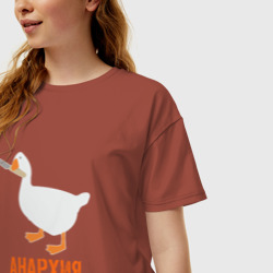 Женская футболка хлопок Oversize Untitled Goose Анархия - фото 2
