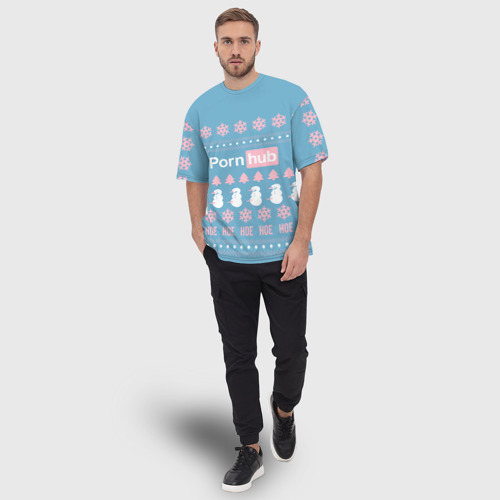 Мужская футболка oversize 3D Pornhub - christmas sweater , цвет 3D печать - фото 5