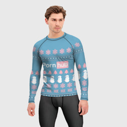 Мужской рашгард 3D Pornhub - christmas sweater  - фото 2