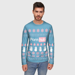 Мужской лонгслив 3D Pornhub - christmas sweater  - фото 2