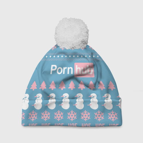 Шапка 3D c помпоном Pornhub - christmas sweater , цвет 3D печать