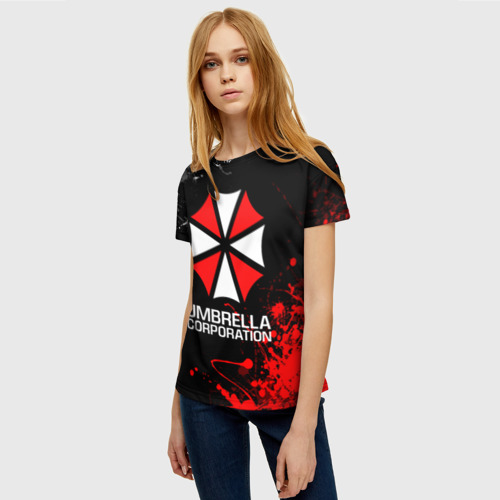 Женская футболка 3D с принтом UMBRELLA CORPORATION, фото на моделе #1