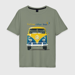 Мужская футболка хлопок Oversize Я люблю вас Yellow-blue bus