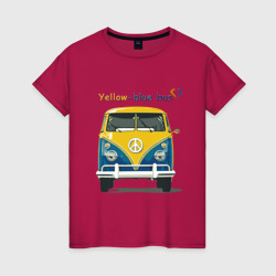 Женская футболка хлопок Я люблю вас Yellow-blue bus