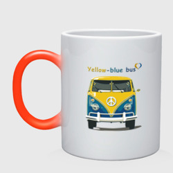 Кружка хамелеон Я люблю вас Yellow-blue bus