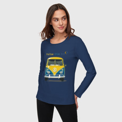 Женский лонгслив хлопок Я люблю вас Yellow-blue bus - фото 2