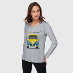 Женский лонгслив хлопок Я люблю вас Yellow-blue bus - фото 2