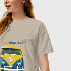 Женская футболка хлопок Oversize Я люблю вас Yellow-blue bus - фото 2