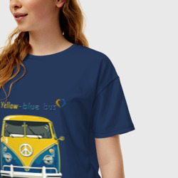 Женская футболка хлопок Oversize Я люблю вас Yellow-blue bus - фото 2