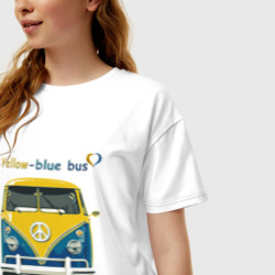 Женская футболка хлопок Oversize Я люблю вас Yellow-blue bus - фото 2
