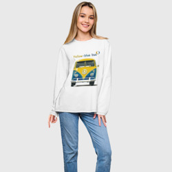 Женский лонгслив oversize хлопок Я люблю вас Yellow-blue bus - фото 2