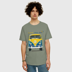 Мужская футболка хлопок Oversize Я люблю вас Yellow-blue bus - фото 2